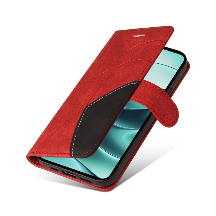 For Redmi Note 14 5G Dual-color Splicing Flip Leather Phone Case