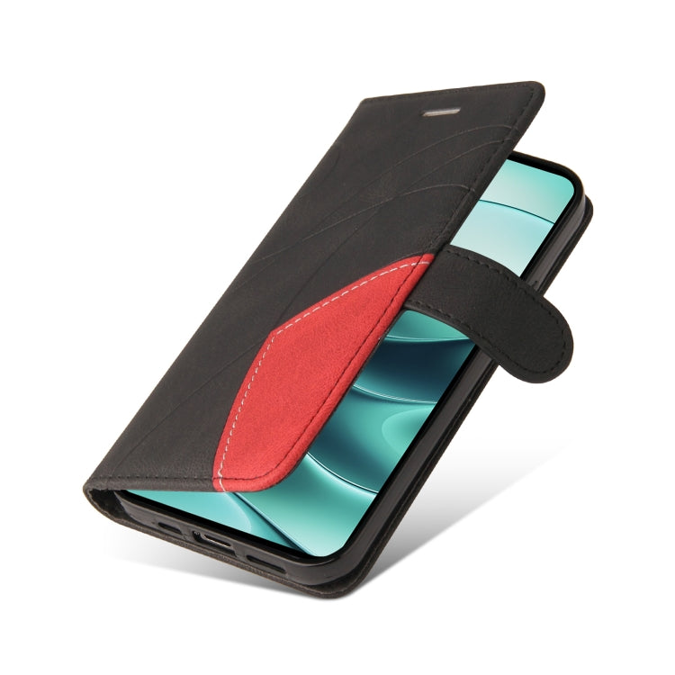 For Redmi Note 14 5G Dual-color Splicing Flip Leather Phone Case