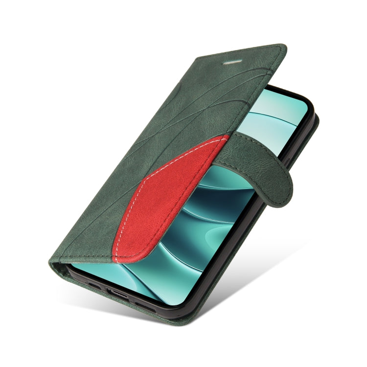 For Redmi Note 14 5G Dual-color Splicing Flip Leather Phone Case