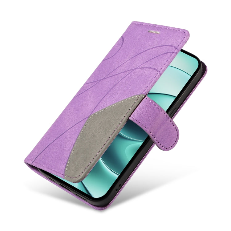 For Redmi Note 14 5G Dual-color Splicing Flip Leather Phone Case