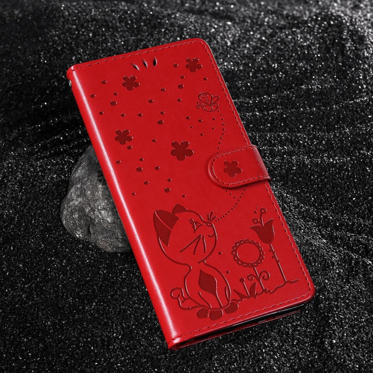 For Redmi 14C 4G Global Cat and Bee Embossed Flip Leather Phone Case