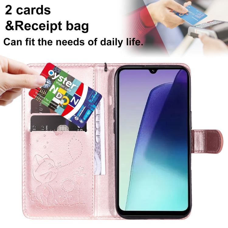 For Redmi 14C 4G Global Cat and Bee Embossed Flip Leather Phone Case