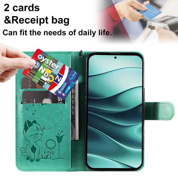 For Redmi Note 14 5G Cat and Bee Embossed Flip Leather Phone Case
