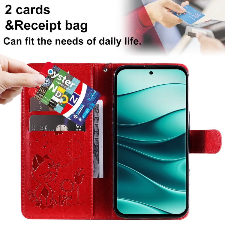 For Redmi Note 14 Pro / 14 Pro+ 5G Cat and Bee Embossed Flip Leather Phone Case