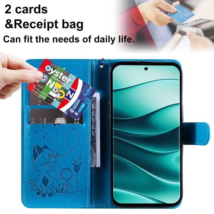 For Redmi Note 14 Pro / 14 Pro+ 5G Cat and Bee Embossed Flip Leather Phone Case