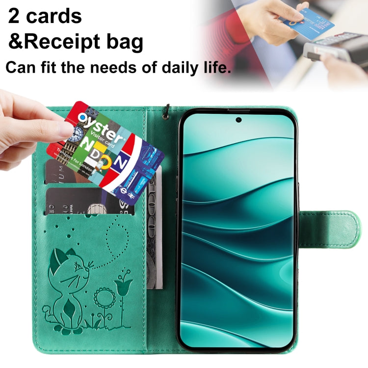For Redmi Note 14 Pro / 14 Pro+ 5G Cat and Bee Embossed Flip Leather Phone Case