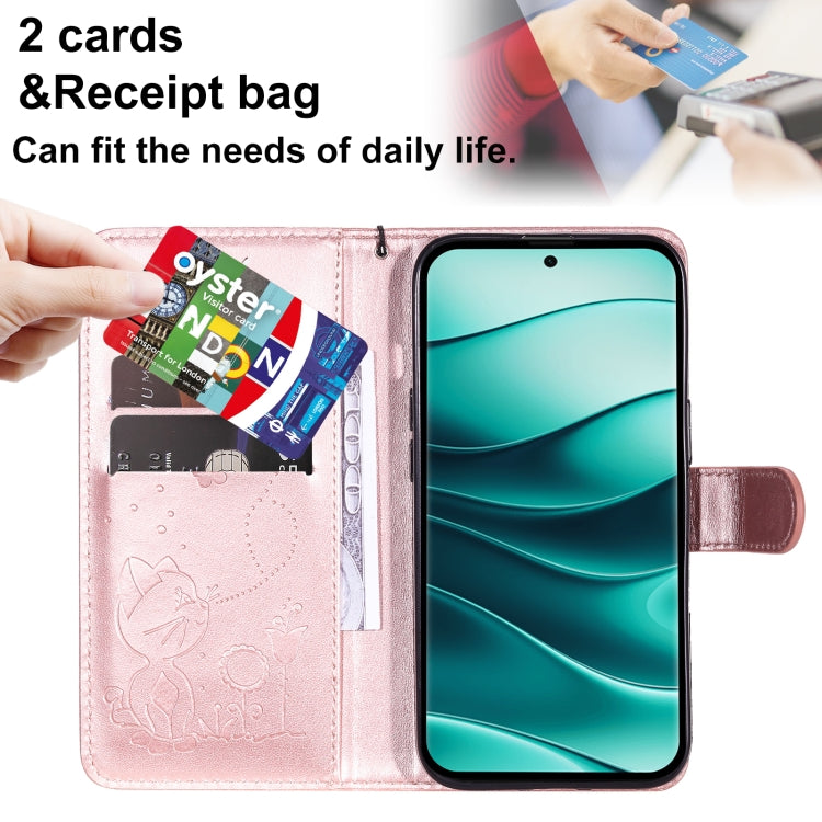 For Redmi Note 14 Pro / 14 Pro+ 5G Cat and Bee Embossed Flip Leather Phone Case