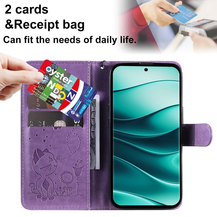 For Redmi Note 14 Pro / 14 Pro+ 5G Cat and Bee Embossed Flip Leather Phone Case