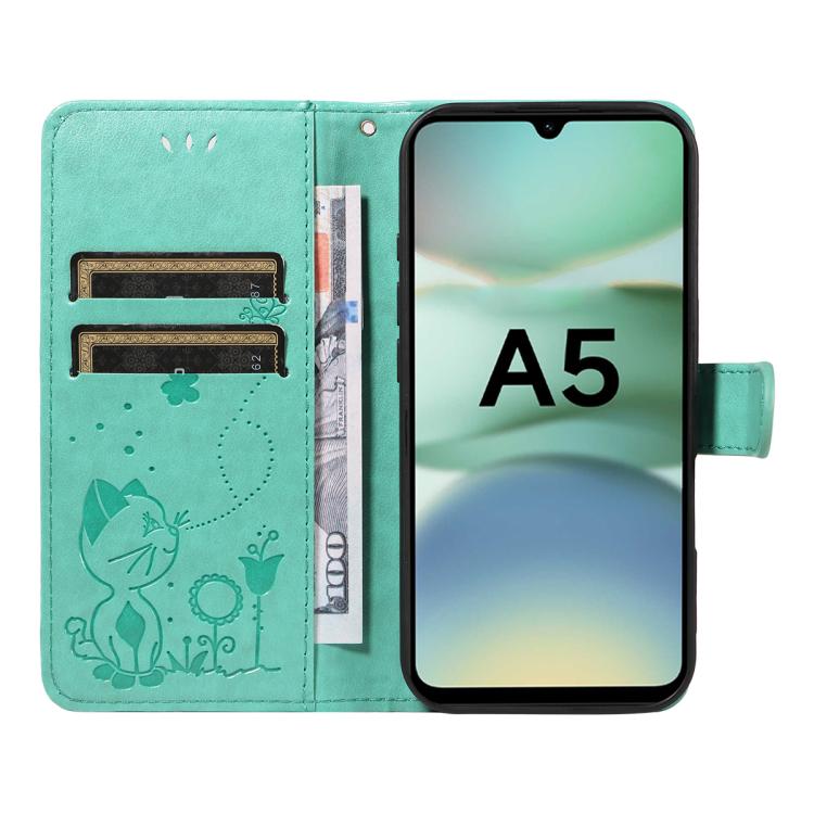 For Redmi A5 4G 173.3mm Cat and Bee Embossed Flip Leather Phone Case