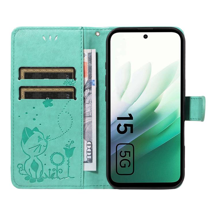 For Redmi 15 5G / 4G EU 171mm Cat and Bee Embossed Flip Leather Phone Case