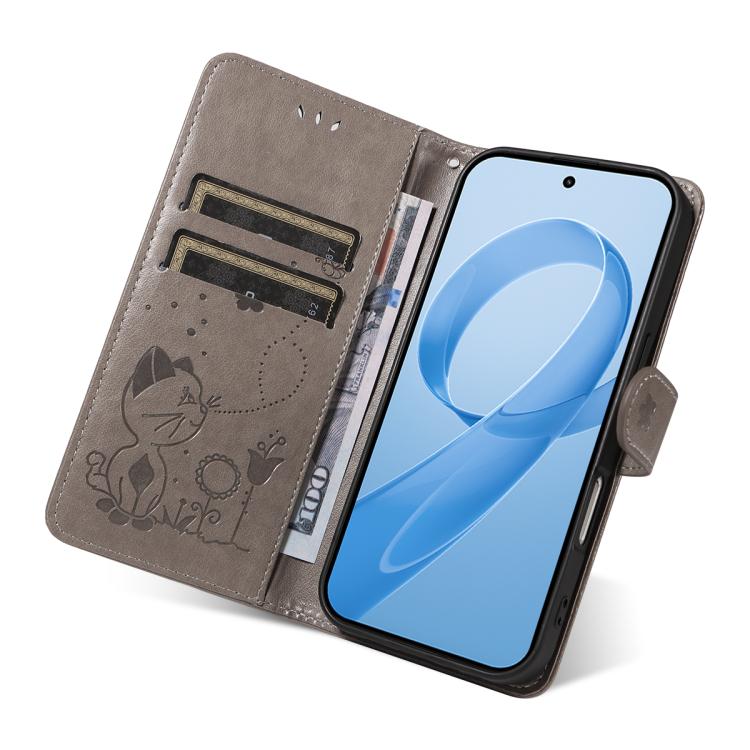 For Redmi K90 / Poco F8 Pro Cat and Bee Embossed Flip Leather Phone Case