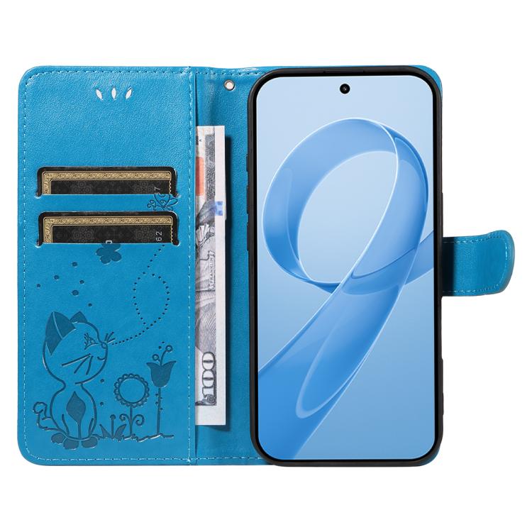 For Redmi K90 / Poco F8 Pro Cat and Bee Embossed Flip Leather Phone Case