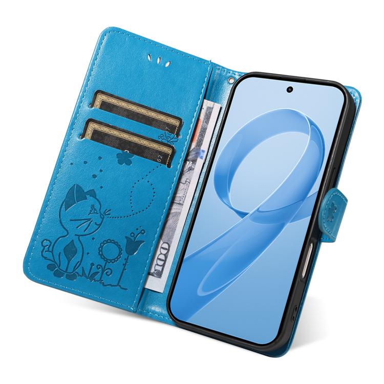 For Redmi K90 / Poco F8 Pro Cat and Bee Embossed Flip Leather Phone Case