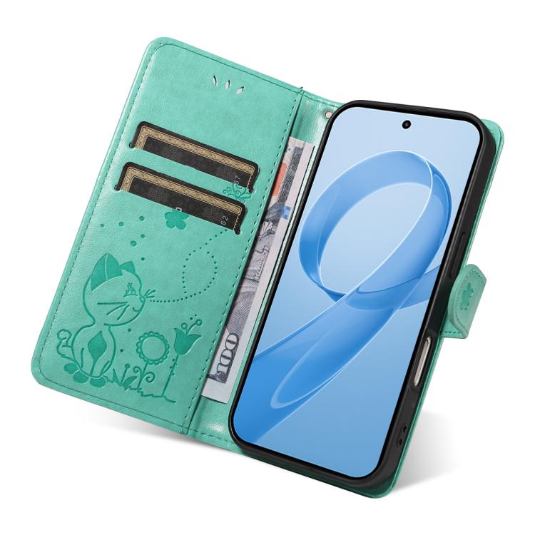 For Redmi K90 / Poco F8 Pro Cat and Bee Embossed Flip Leather Phone Case