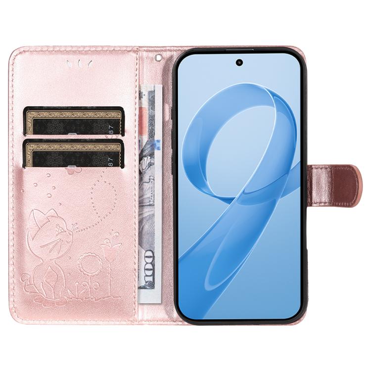 For Redmi K90 / Poco F8 Pro Cat and Bee Embossed Flip Leather Phone Case