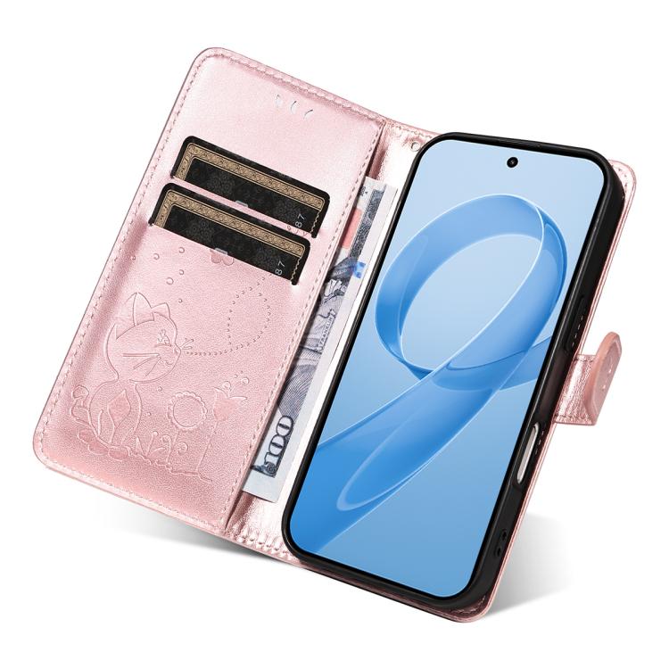 For Redmi K90 / Poco F8 Pro Cat and Bee Embossed Flip Leather Phone Case
