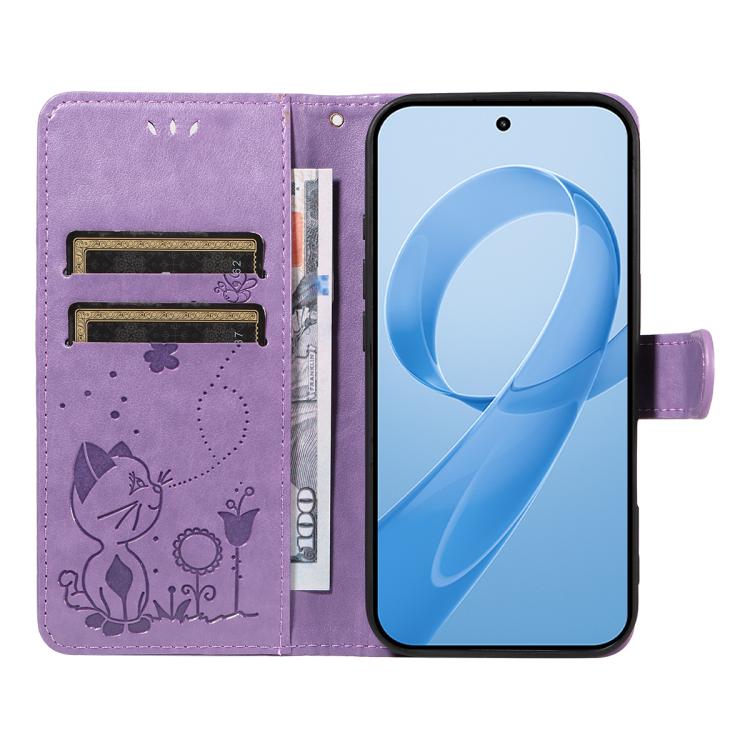 For Redmi K90 / Poco F8 Pro Cat and Bee Embossed Flip Leather Phone Case