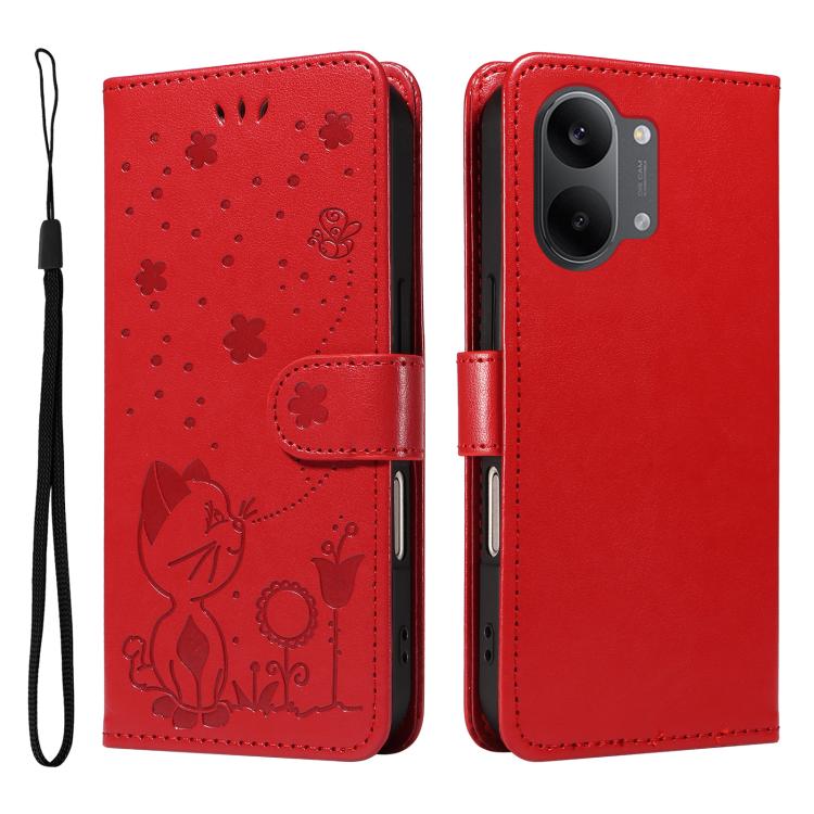For Redmi Turbo 5 Max / Poco X8 Pro Max 5G Cat and Bee Embossed Flip Leather Phone Case