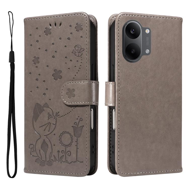 For Redmi Turbo 5 Max / Poco X8 Pro Max 5G Cat and Bee Embossed Flip Leather Phone Case