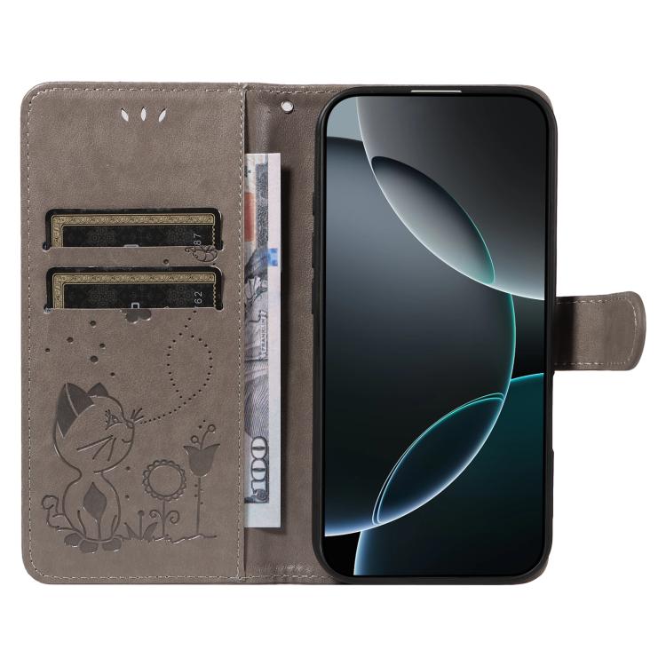 For Redmi Turbo 5 Max / Poco X8 Pro Max 5G Cat and Bee Embossed Flip Leather Phone Case