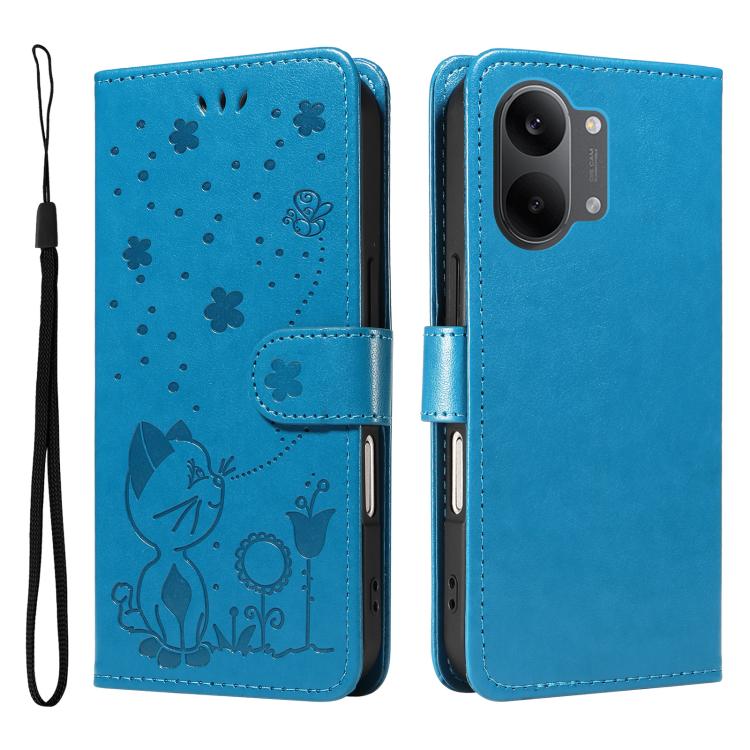 For Redmi Turbo 5 Max / Poco X8 Pro Max 5G Cat and Bee Embossed Flip Leather Phone Case