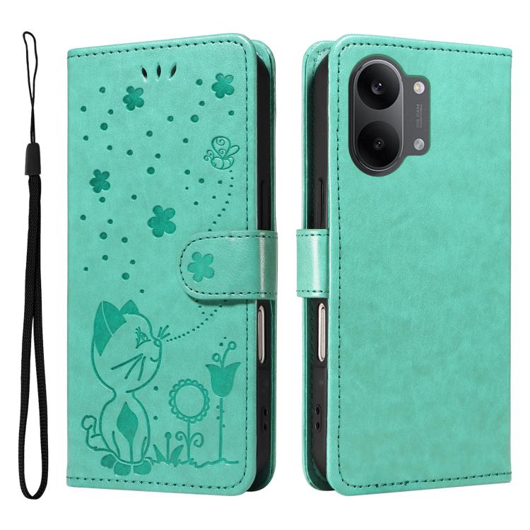 For Redmi Turbo 5 Max / Poco X8 Pro Max 5G Cat and Bee Embossed Flip Leather Phone Case
