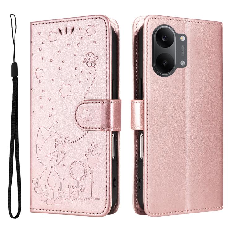 For Redmi Turbo 5 Max / Poco X8 Pro Max 5G Cat and Bee Embossed Flip Leather Phone Case