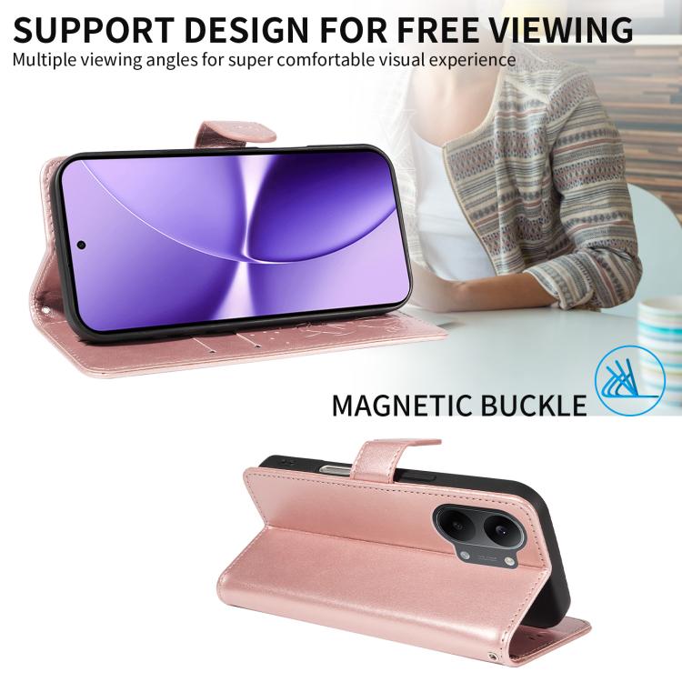 For Redmi Turbo 5 Max / Poco X8 Pro Max 5G Cat and Bee Embossed Flip Leather Phone Case
