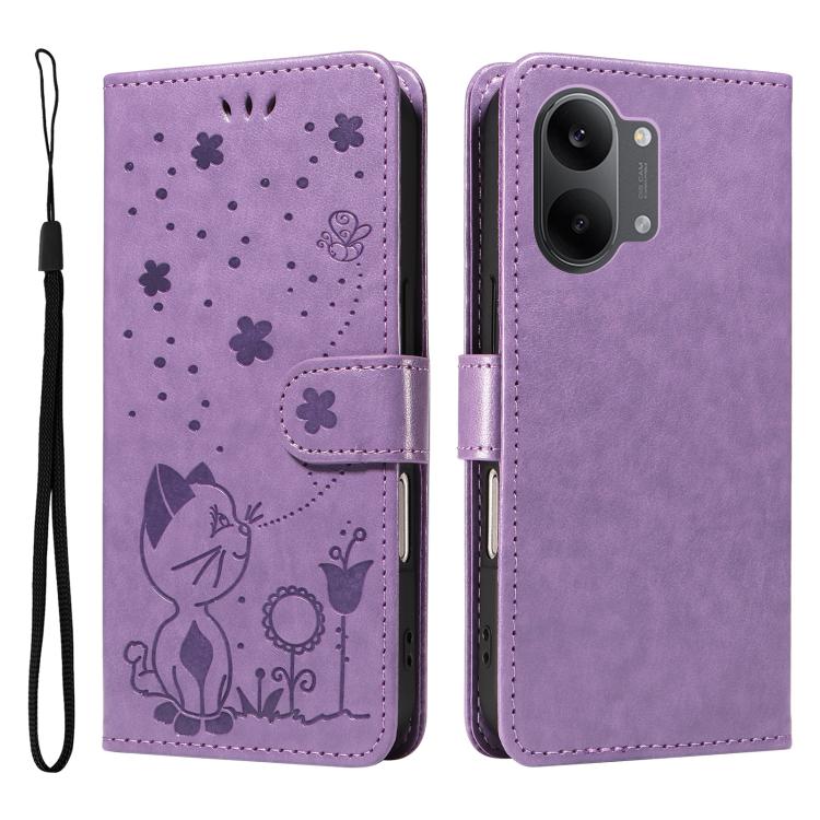 For Redmi Turbo 5 Max / Poco X8 Pro Max 5G Cat and Bee Embossed Flip Leather Phone Case