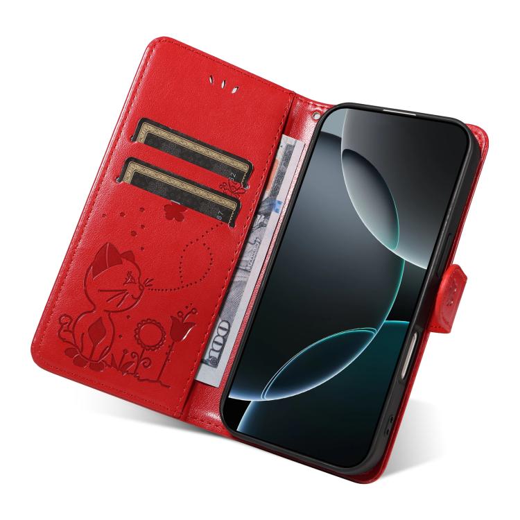For Redmi Turbo 5 / Poco X8 Pro 5G Cat and Bee Embossed Flip Leather Phone Case