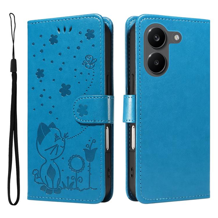 For Redmi Turbo 5 / Poco X8 Pro 5G Cat and Bee Embossed Flip Leather Phone Case
