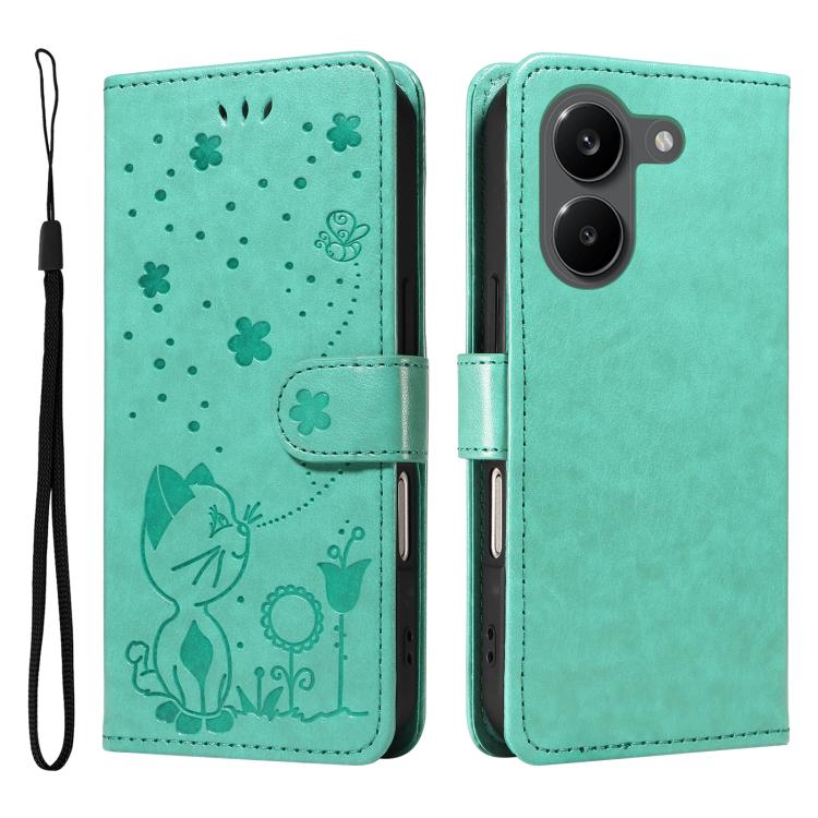 For Redmi Turbo 5 / Poco X8 Pro 5G Cat and Bee Embossed Flip Leather Phone Case