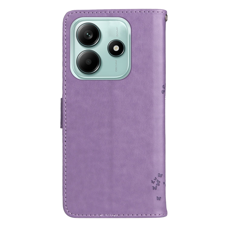 For Redmi Note 14 5G Tree & Cat Embossed Pattern Flip Leather Phone Case