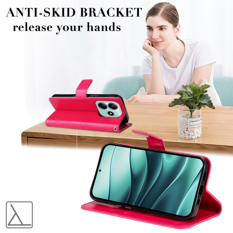 For Redmi Note 14 5G Tree & Cat Embossed Pattern Flip Leather Phone Case