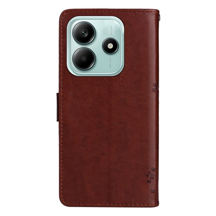 For Redmi Note 14 5G Tree & Cat Embossed Pattern Flip Leather Phone Case
