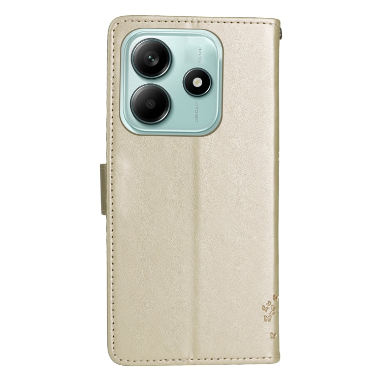 For Redmi Note 14 5G Tree & Cat Embossed Pattern Flip Leather Phone Case