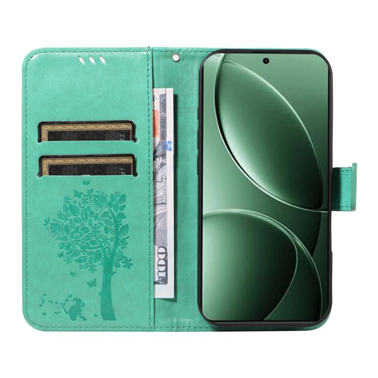 For Redmi K80 / K80 Pro Tree & Cat Embossed Pattern Flip Leather Phone Case