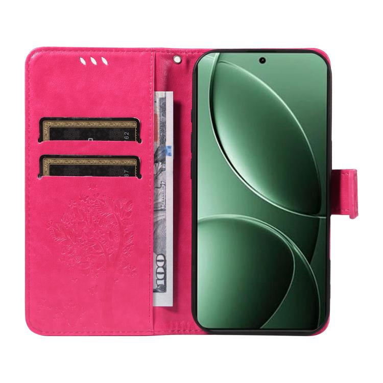 For Redmi K80 / K80 Pro Tree & Cat Embossed Pattern Flip Leather Phone Case