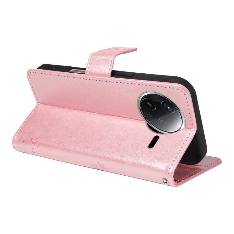 For Redmi K80 / K80 Pro Tree & Cat Embossed Pattern Flip Leather Phone Case