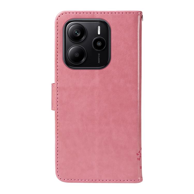 For Redmi Note 14 4G Global 163.25mm Tree & Cat Embossed Pattern Flip Leather Phone Case