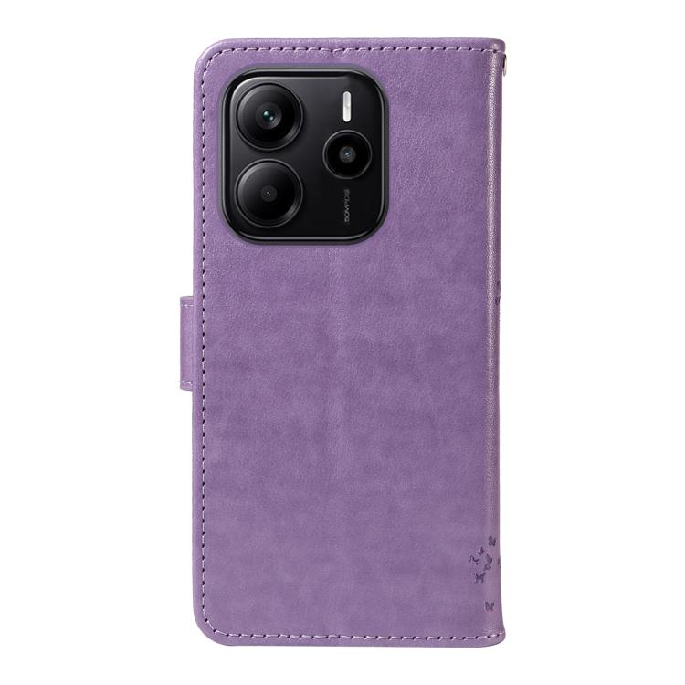 For Redmi Note 14 4G Global 163.25mm Tree & Cat Embossed Pattern Flip Leather Phone Case