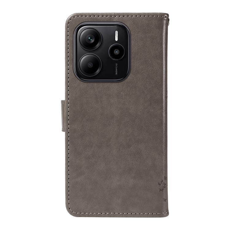 For Redmi Note 14 4G Global 163.25mm Tree & Cat Embossed Pattern Flip Leather Phone Case