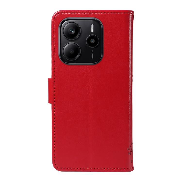 For Redmi Note 14 4G Global 163.25mm Tree & Cat Embossed Pattern Flip Leather Phone Case