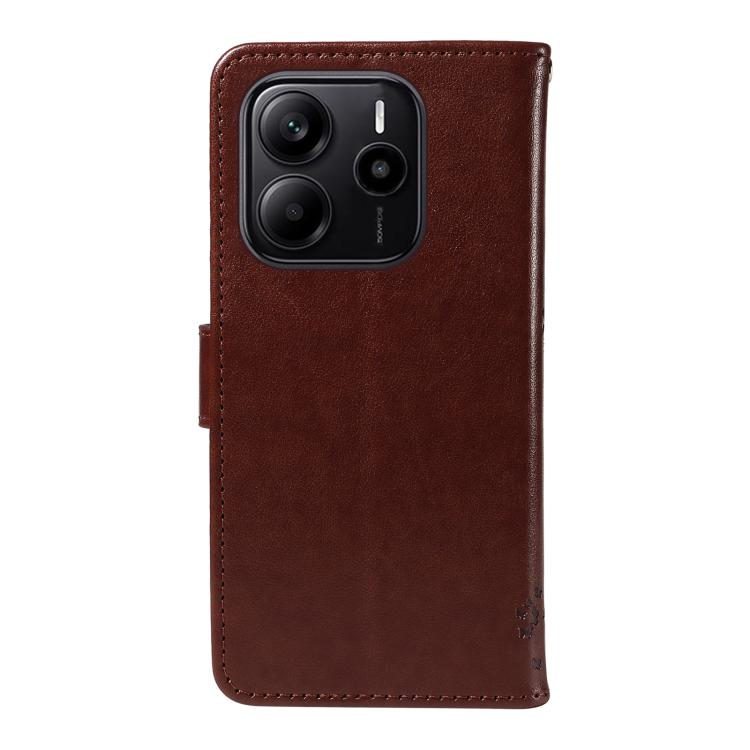 For Redmi Note 14 4G Global 163.25mm Tree & Cat Embossed Pattern Flip Leather Phone Case