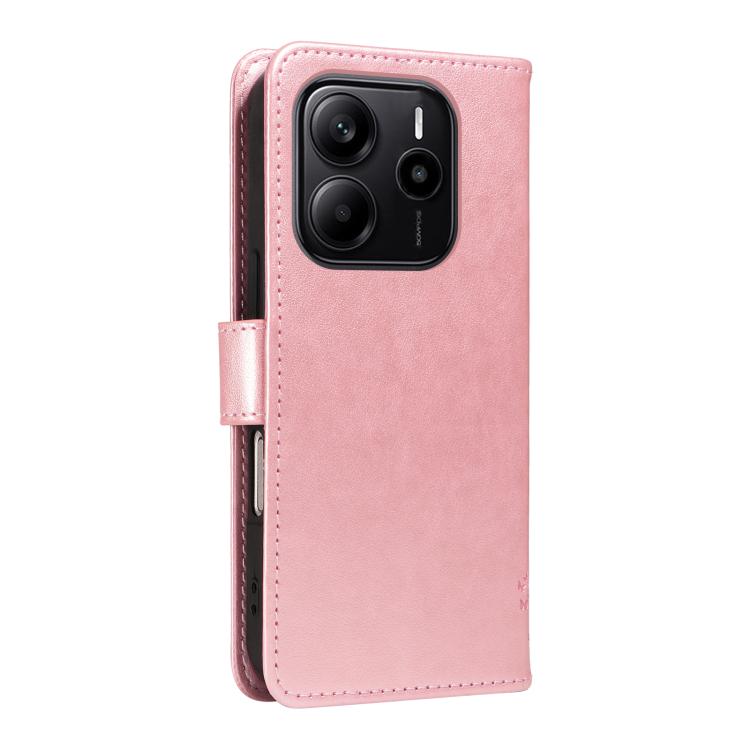 For Redmi Note 14 4G Global 163.25mm Tree & Cat Embossed Pattern Flip Leather Phone Case