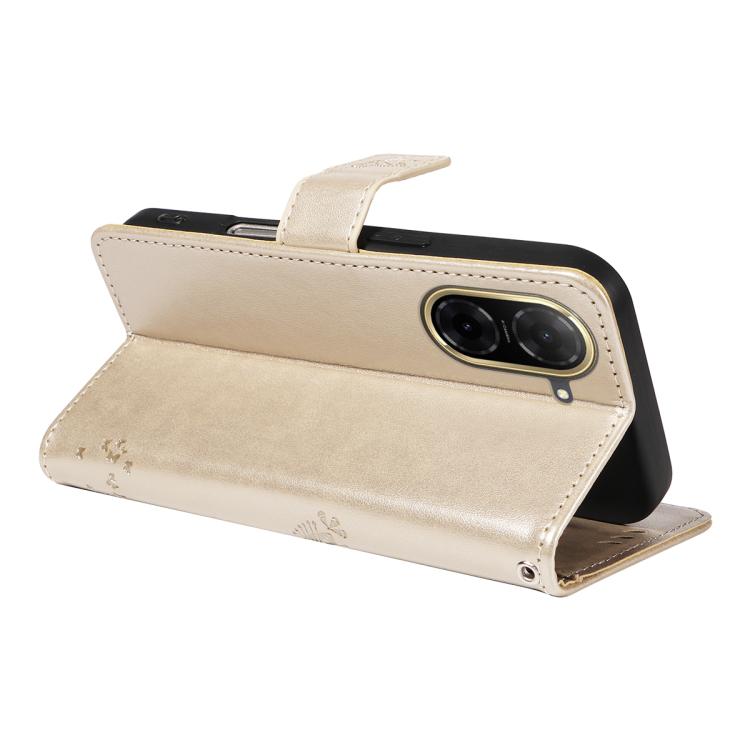 For Redmi A5 4G 173.3mm Tree & Cat Embossed Pattern Flip Leather Phone Case