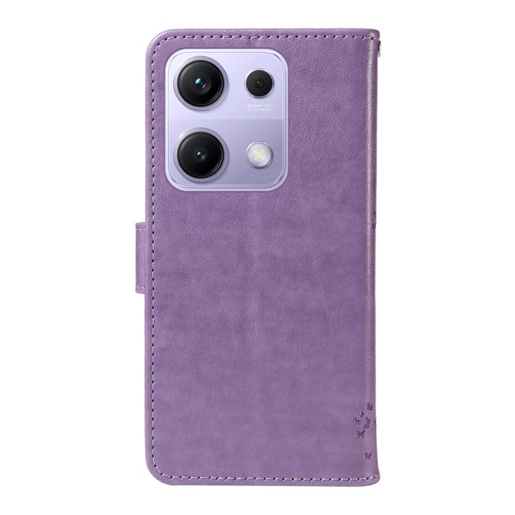 For Redmi Note 14S 4G / Note 13 Pro 4G Tree & Cat Embossed Pattern Flip Leather Phone Case