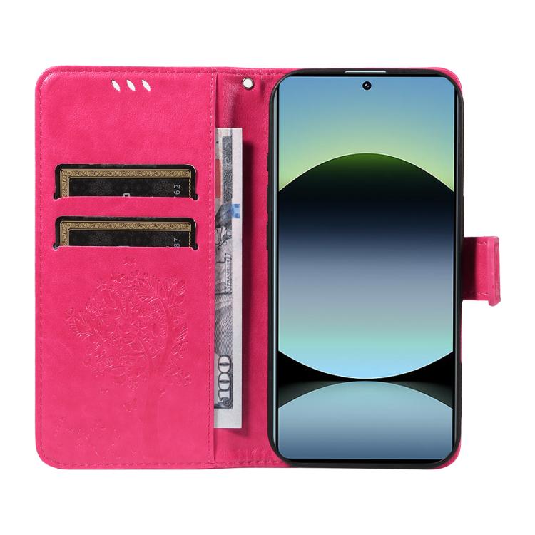 For Redmi Note 14S 4G / Note 13 Pro 4G Tree & Cat Embossed Pattern Flip Leather Phone Case