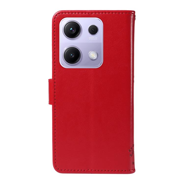 For Redmi Note 14S 4G / Note 13 Pro 4G Tree & Cat Embossed Pattern Flip Leather Phone Case
