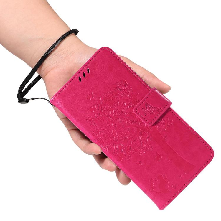 For Redmi 15C 5G / 4G Global 171mm Tree & Cat Embossed Pattern Flip Leather Phone Case